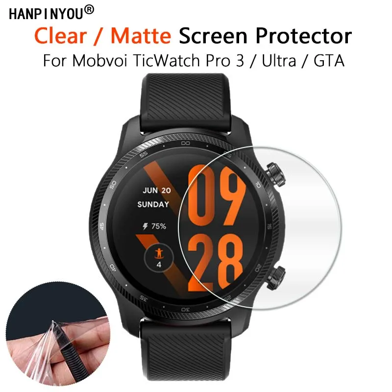 For Mobvoi TicWatch Pro 3 Ultra GTA Smart Watch Ultra Slim Clear / Anti-Fingerprint Matte Screen Protector Soft Film -Not Glass