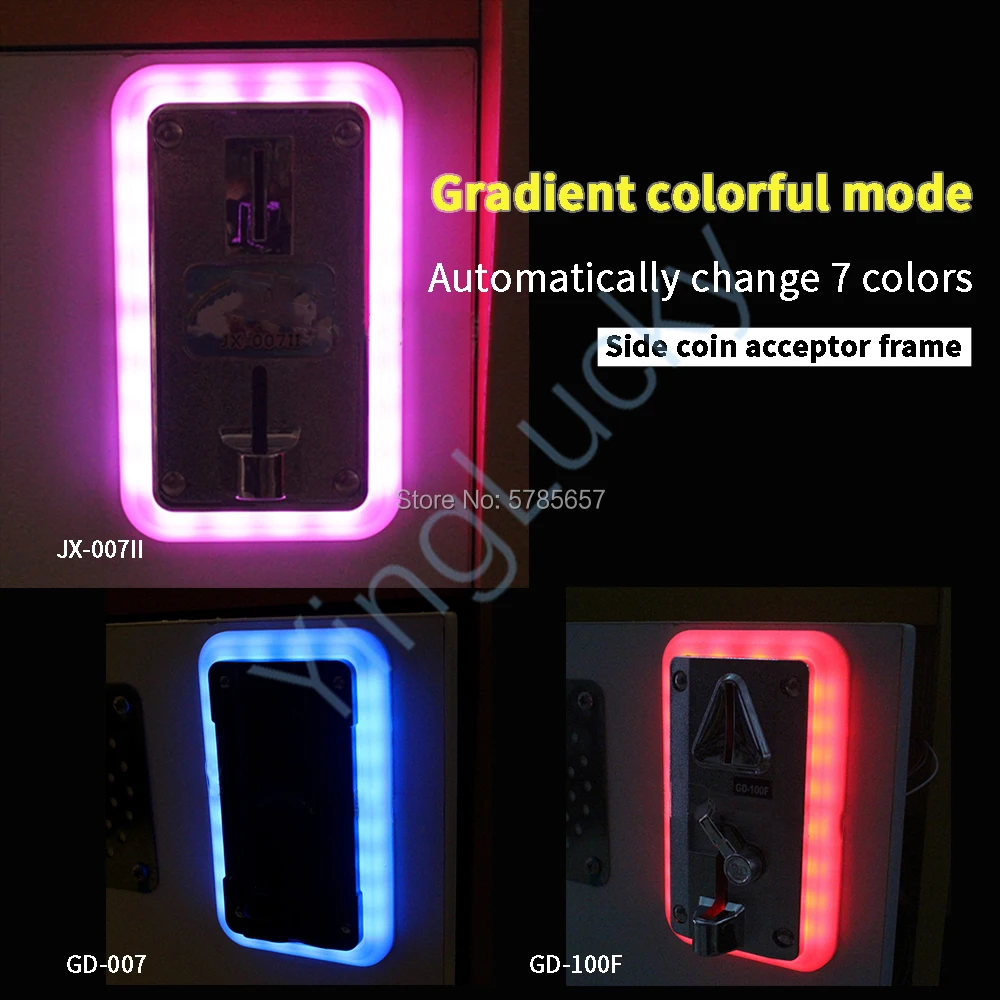 LED Front Frame for Arcade Game, Multi Coin Acceptor, Colorful, Decorative Frame, Vending Machine, New