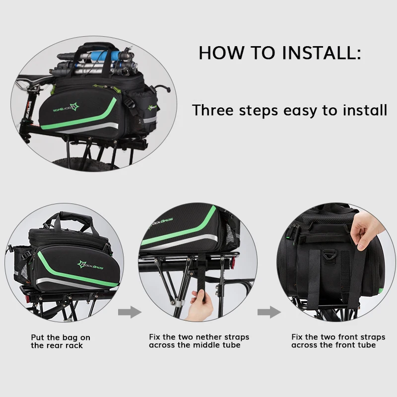 ROCKBROS Bike Panniers Carrier 3 In 1 Bicycle Trunk Bags Waterproof MTB Road Cycling Rear Rack Bag 35L Travel Luggage Cargo Bags