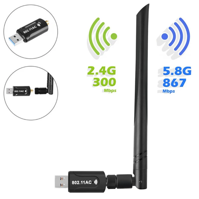 

USB 3.0 Wifi Adapter 2.4G 5G Free Driver Antenna 1200Mbps Wifi USB Ethernet Network Card Dual Band wireless Wifi Dongle Receiver