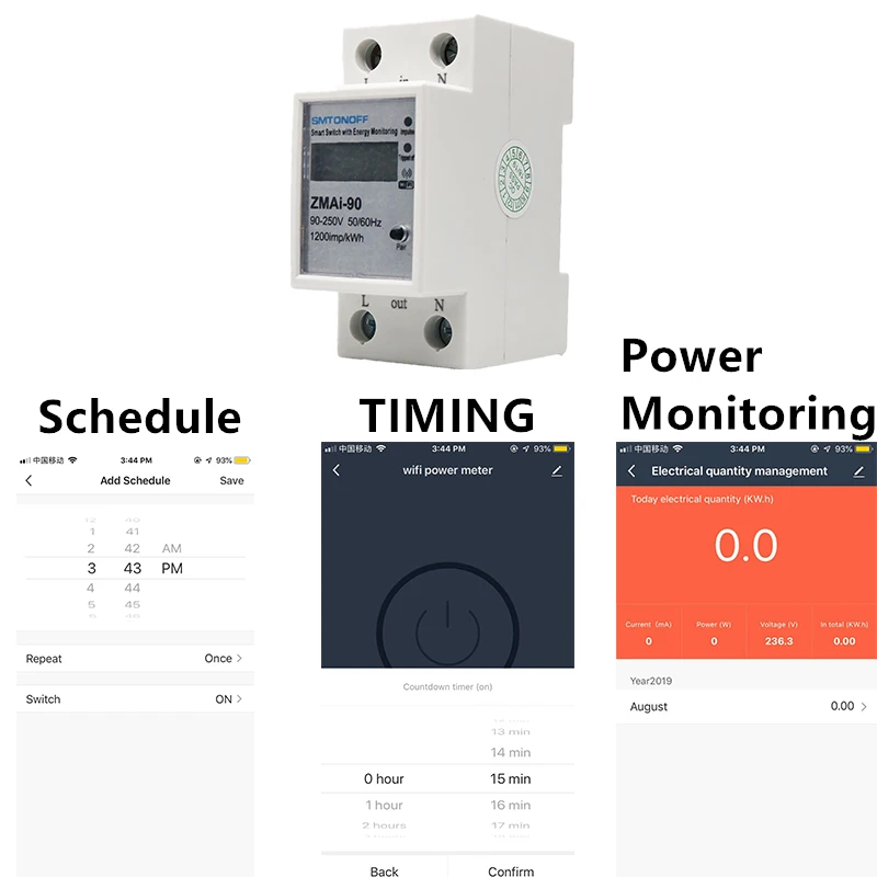 Imagem -02 - Tuya Inteligente Wifi Interruptor de Consumo de Energia Medidor de Monitoramento de Energia 110v220v Trilho Din Controle Remoto Google Assistência Compatível