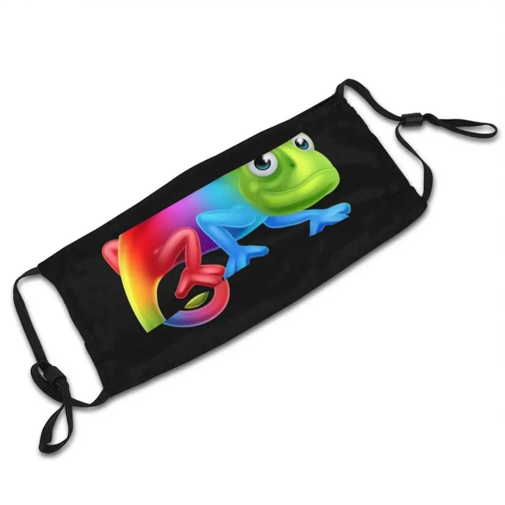 Divertente arcobaleno camaleonte maschera panno lavabile filtro fai da te Pm2.5 bambini adulti divertente arcobaleno camaleonte carino arcobaleno camaleonte arcobaleno