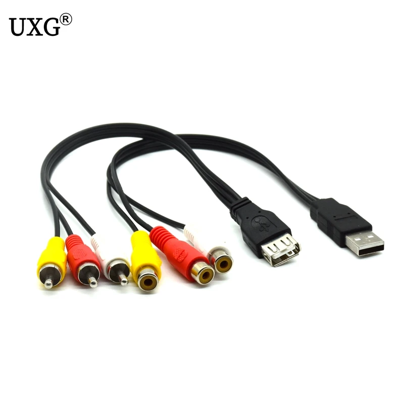 

1pc USB Male Plug To 3 RCA Female Adapter Audio Converter Video AV A/V Cable USB To RCA Cable For HDTV TV Television Wire Cord