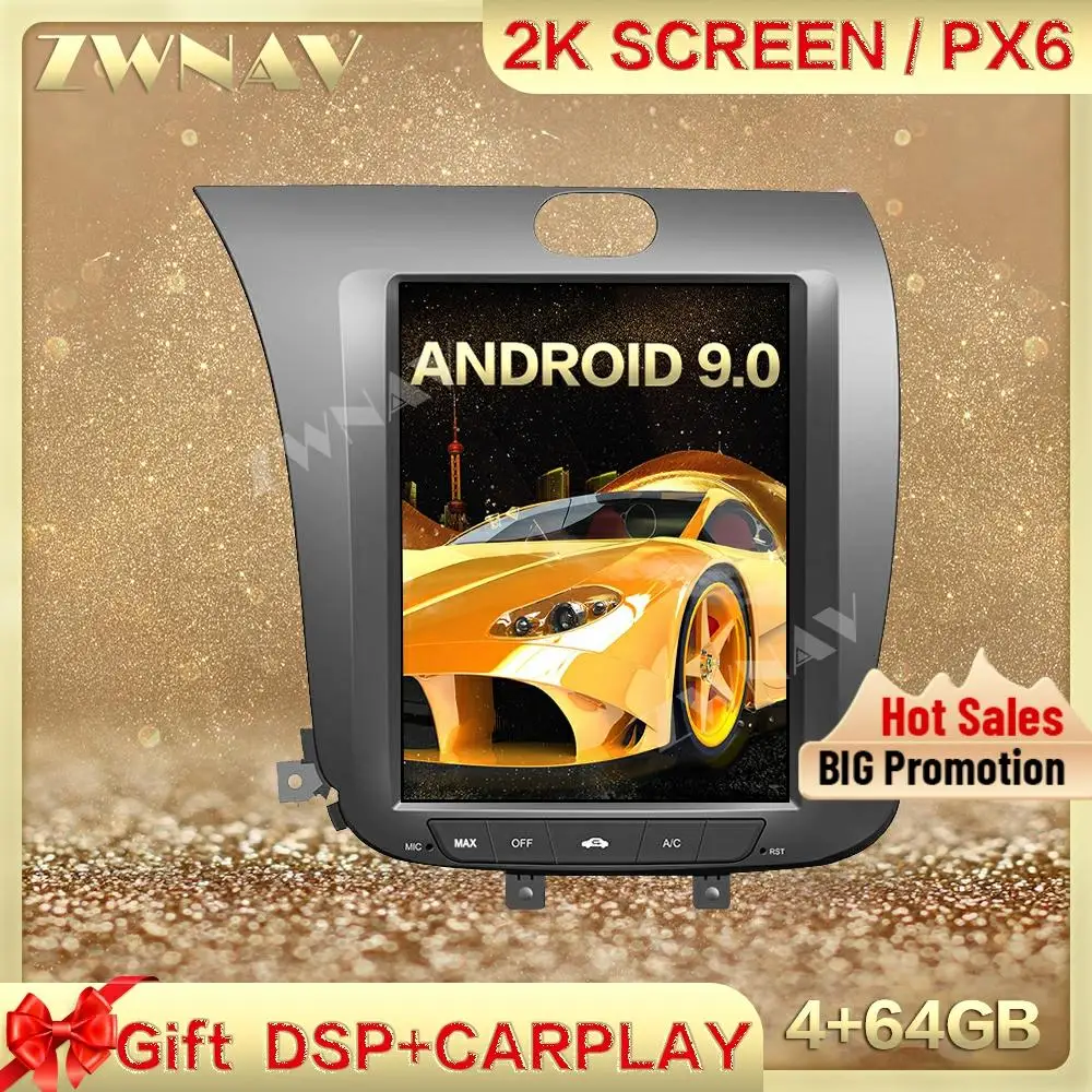 PX6 DSP Carplay Tesa- screen Android 13 Car Multimedia Player For KIA CERATO K3 FORTE 2013-2016 GPS Radio Auto stereo head unit
