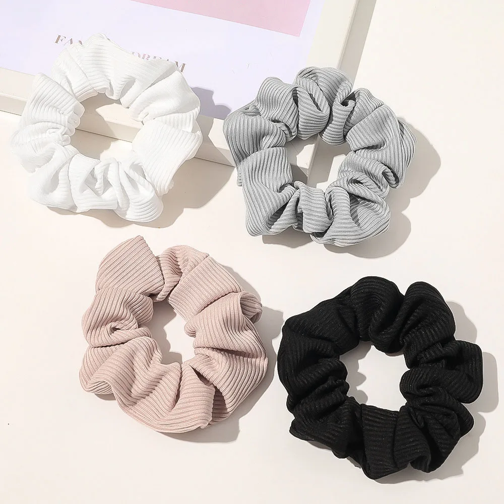 Wholesale 4pcs Chouchou Hair Bands Stripe Scrunchies For Women Ponytail Scrunchi Holder Elastic Rubber Bands For Hair Schrunches