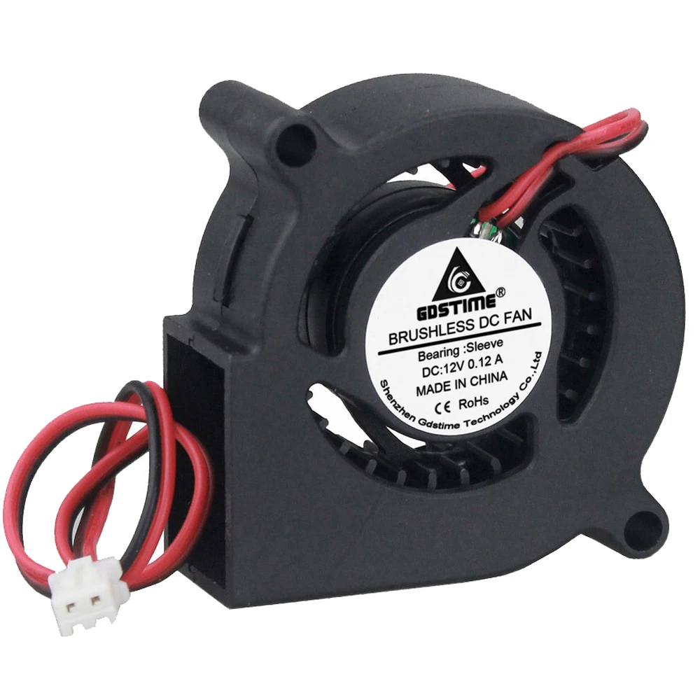 Охлаждающий вентилятор Gdstime 50 мм 5020, 50*50*20, 12 В, 2 контакта, 5 см, для 3D-принтера