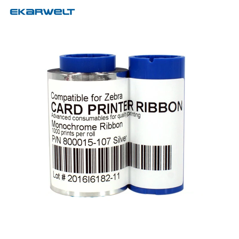 

compatiblezebra 800015-107 MONOCHROME sliver ribbon 1000 prints for Zebra P400C P300F P310F P310i P420C P520i Card Printer