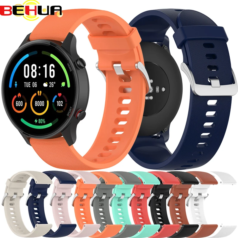 Behua 22mm pulseira de silicone para xiaomi cor esporte banda pulseira para xiaomi haylou rt ls05s para yamay sw022 pulseira de pulseira