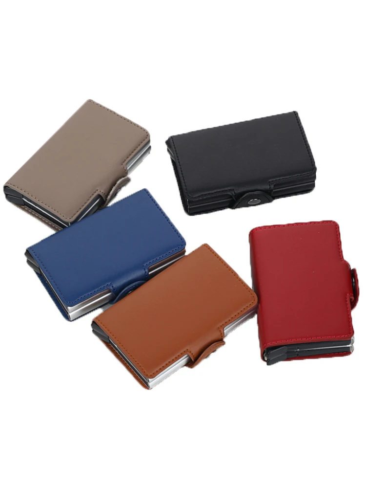 2020 Credit Card Holder Men and Women PU Leather Double Case Business Card Wallet Fashion Aluminum RFID ID Card Case Cardholder