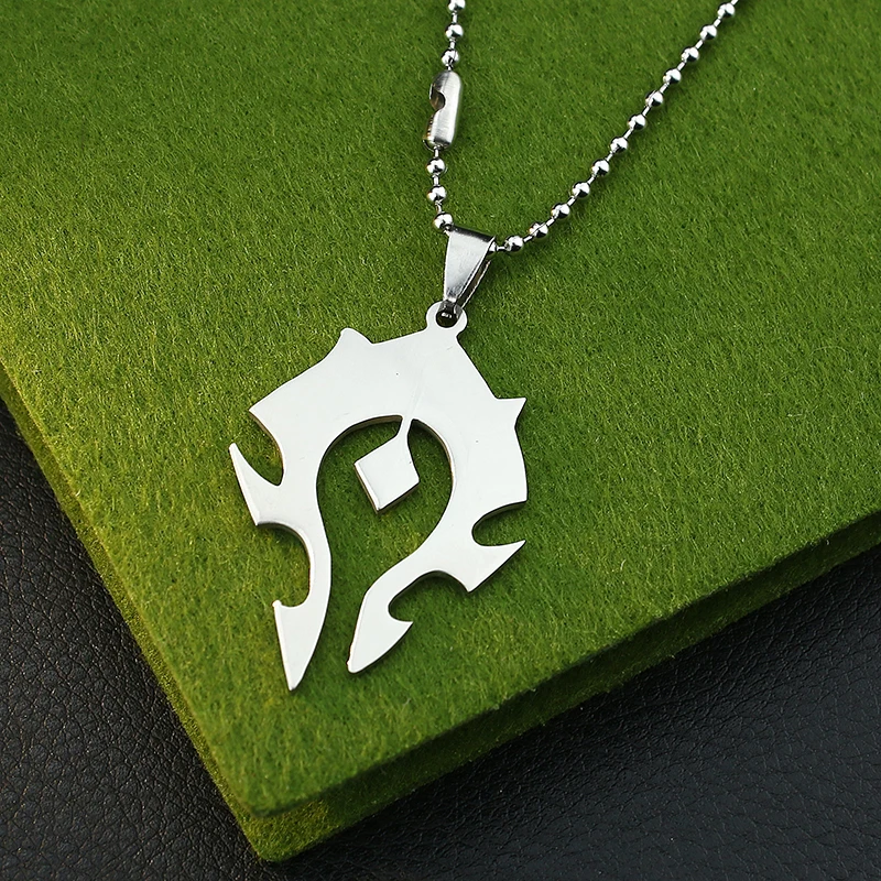 Free Chain Stainless Steel Black World Of Warcraft DOTA Tribal Pendant Necklace Anime Women Men Jewelry Wholesale