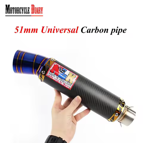Carbon 51mm Universal Motorcycle Exhaust Pipe Escape Moto Akrapovi For NLK ADV YZF Z900 R6 R3 MT07 MT09 CBR 650 X-MAX300 S1000rr