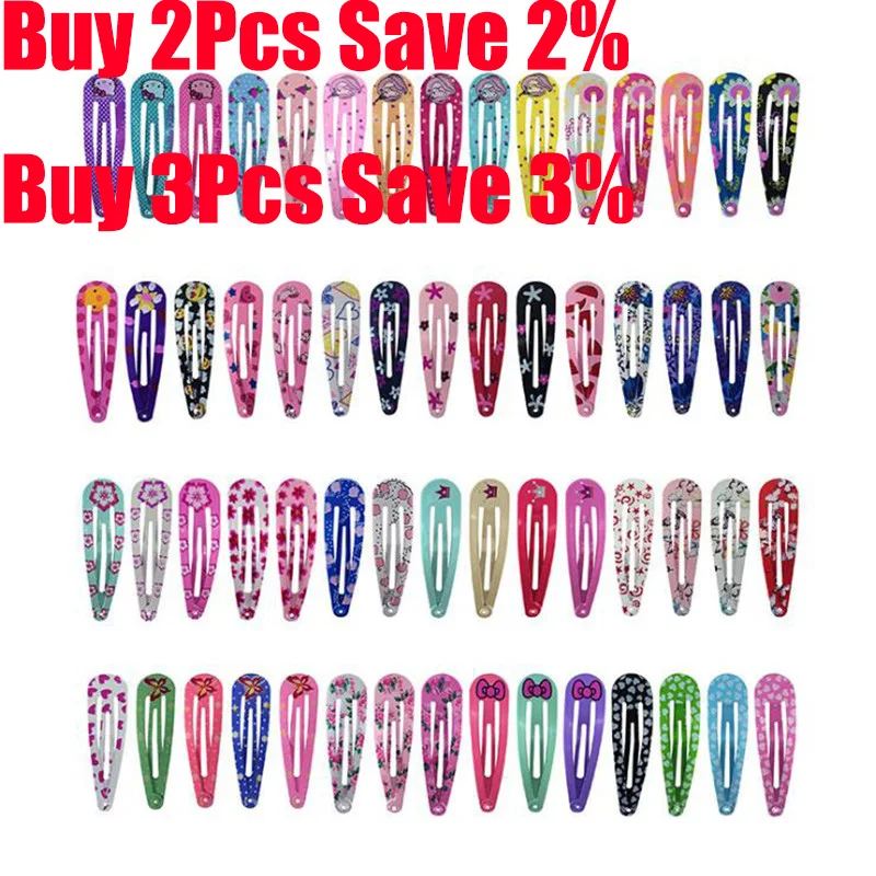 40Pcs/Lot Print Hair Accessories Dripping Hair Clip Princess Barrette Korean Hairclip Cartoon Headdress Solid Hairpins for Girls