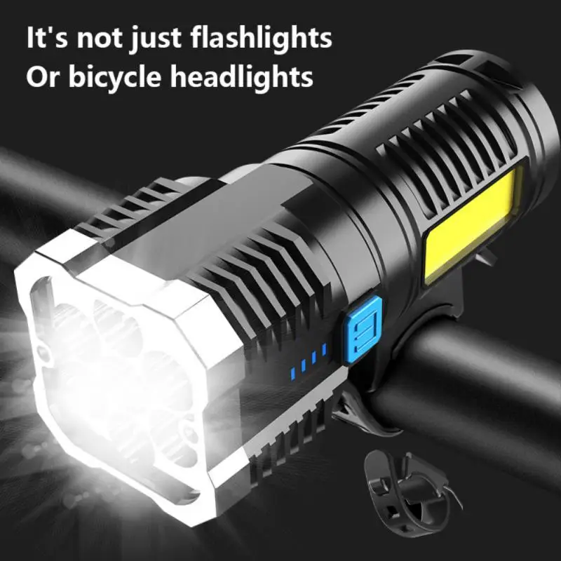 Super Bright Glare Flashlight 7 LED Strong Light USB Rechargeable Long-range Light Outdoor Portable Bicycle Torch Tactical Light