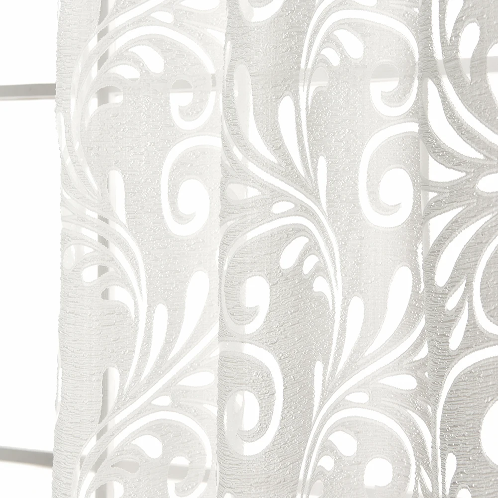 Hot Sale Tulle Sheer Curtains Jacquard Craft Polyester Fabrics For Window Modern Living Room Treatment Black White