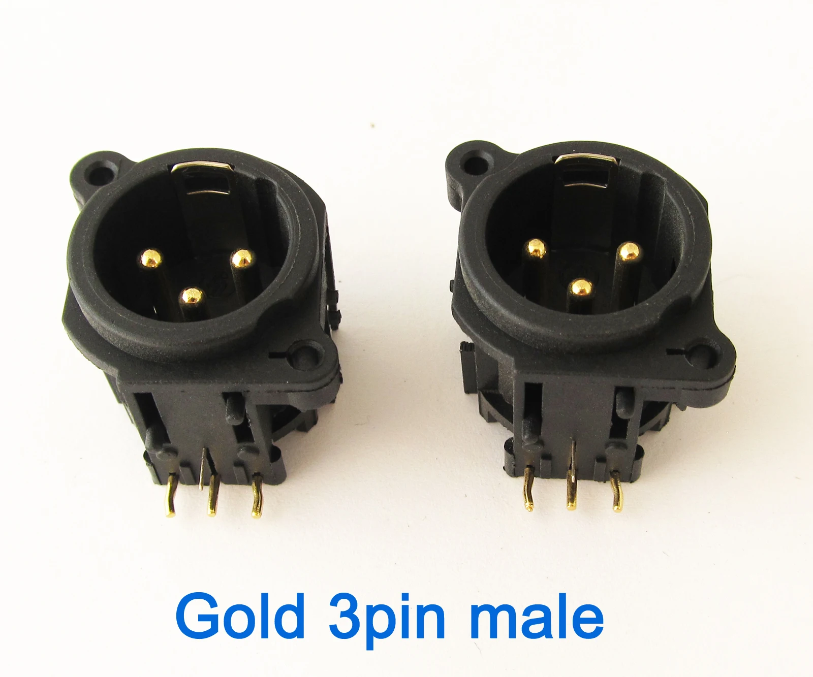 1pc XLR Male Chassis Gold Plated 3 Pin PCB Socket Connector Black Color