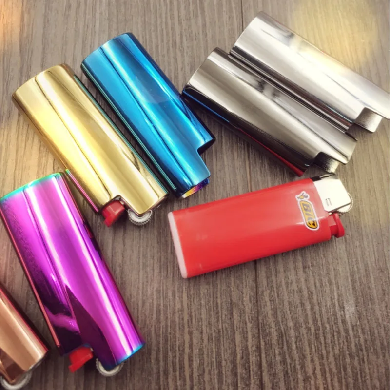 Color Plating Mini Size J5 Lighter Case Explosion-proof Metal Armor Gas Lighter Pouches Shell  Cover Holder For J5 Bic