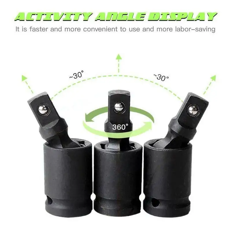3 pçs universal ajustável soquete comum 1/4 "3/8" 1/2 "chave soquete adaptador de 360 graus conjunto de ferramentas de mão