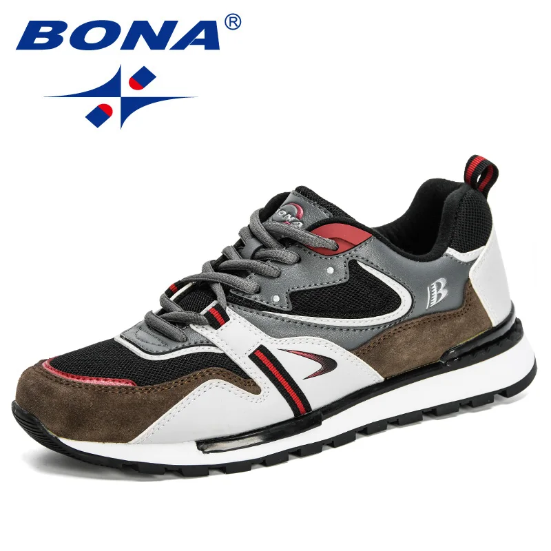 BONA New Designers Action Leather Sport Shoes Man Sneakers Running Shoes Men Tennis Male Walking Footwear Trendy Fitness