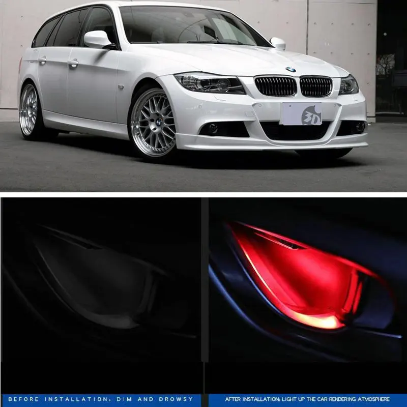 

4pc CF style stickers on cars interior inside door handle atmosphere lamp for Bmw e91 e53 e30 g30 f11 f31 g20 e65 e66 e67 e84