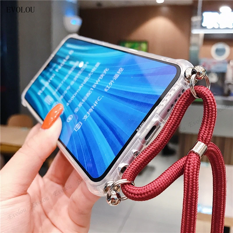 For Sony Xperia 10 III Corner Shockproof Transparent Case For Xperia 1 5 II L5 L4 8 Crossbody Necklace Lanyard Clear Back Cover