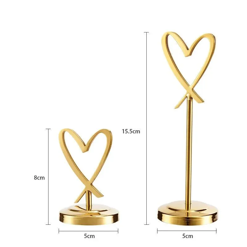 Mini Place Table Card Holders Table Number Stands Wire Table Picture Photo Holder Heart Shape Menu Memo Recipe Clips For Wedding