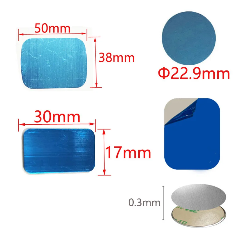 5pcs 10mm 22.9mm 50x38mm Metal Plate disk iron sheet for Magnet Mobile Phone Holder For Magnetic Car Phone Stand 0.3 mm thick