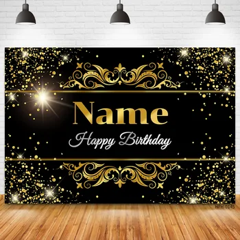 DIY Gold Glitter Birthday Party Banner Custom Name Background Baby Shower Kids Name DIY Photo Background Photo Studio Prop