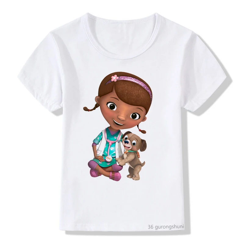 Kids  T-shirt Doc McStuffins Clinic Girls Cartoon Print Summer Tops Baby T Shirt New Fashion Toddler Casual Children Clothing