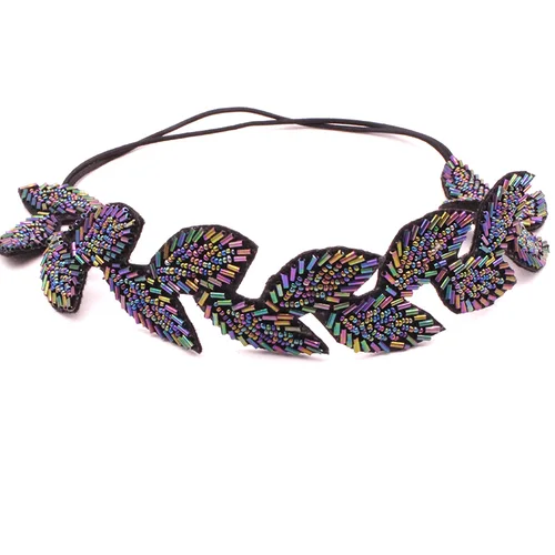 Imagen 2 del producto Diadema hecha a mano con cuentas de cristal étnicas para mujeres y niñas, accesorios para el cabello con perlas y diamantes de imitación, diadema con cuentas personalizadas