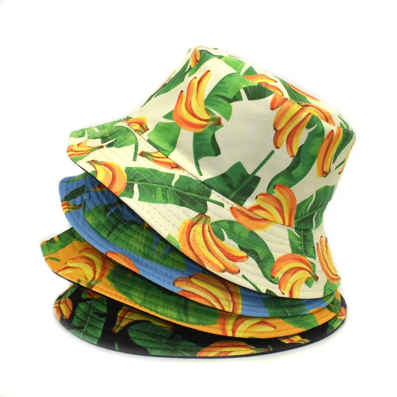 Ldslyjr Cotton Banana Print Bucket Hat Fisherman Hat Outdoor Travel Hat Sun Cap Hats for Men and Women 381