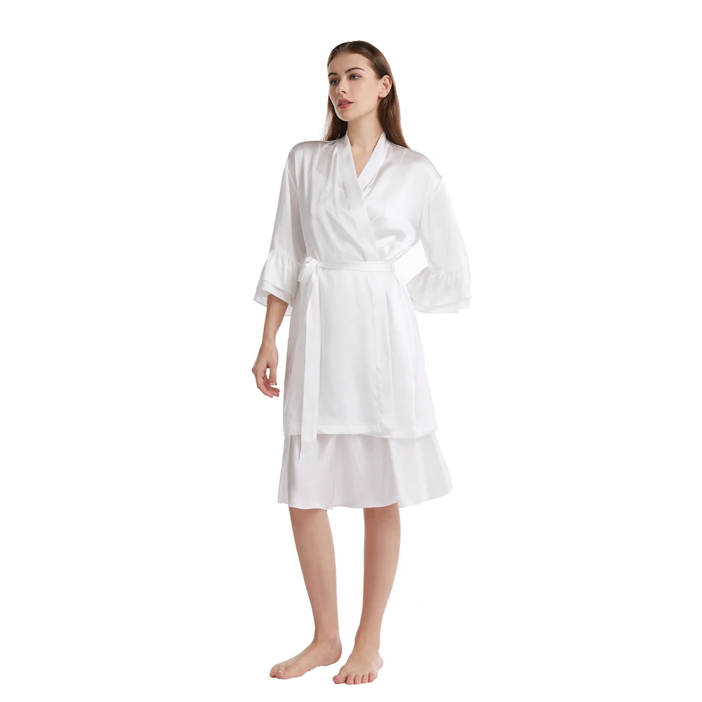 

CISULI 100% Pure Silk Pajama Set Women Sleepwear Nightgown Dress 2022SS New Whole Set