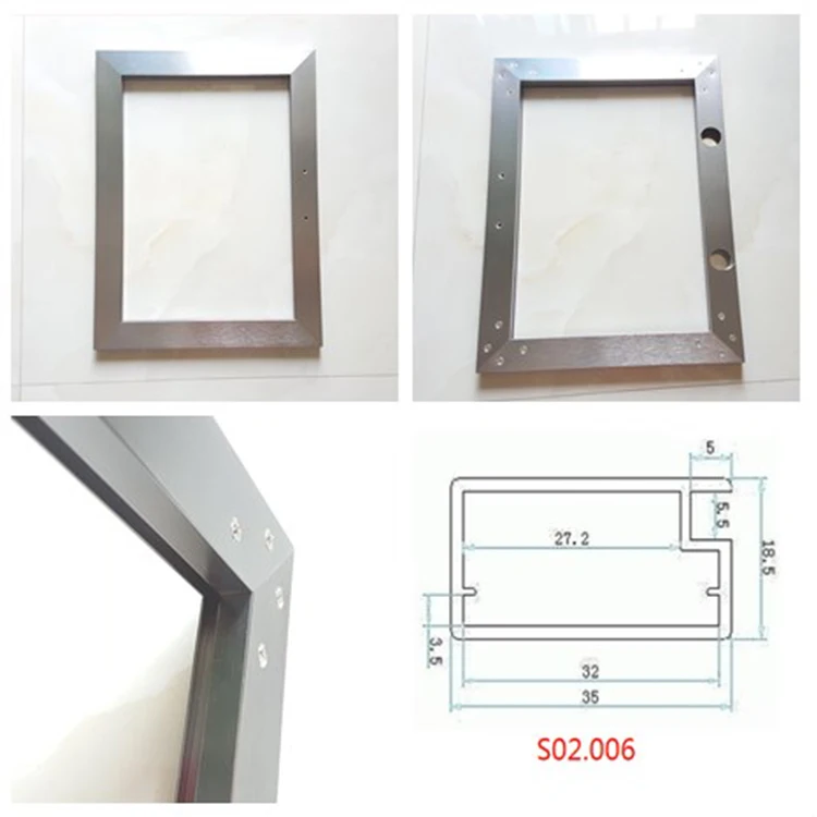 UKE Square anodized aluminum frame for kitchen cabinet glass door and window aluminium framed sliding glass door