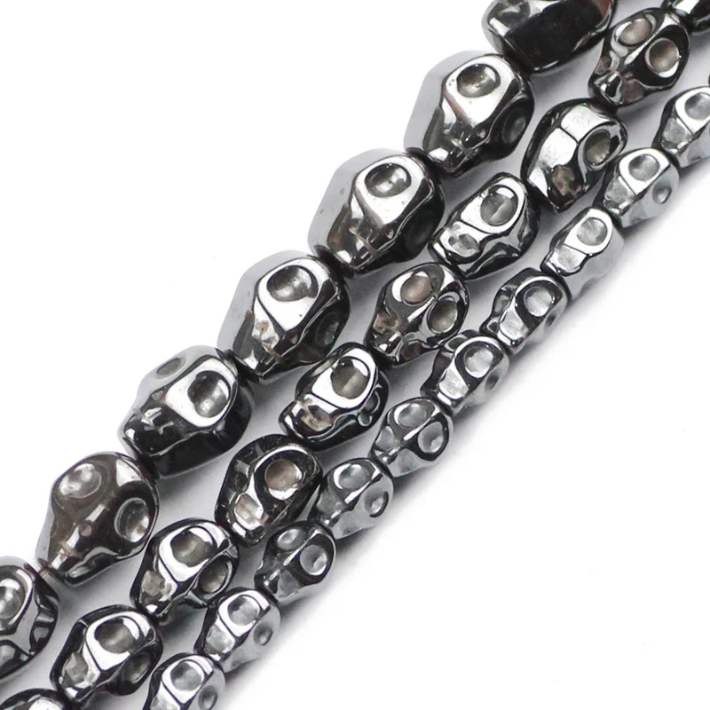 YHBZRET Natural Stone Skull Black Hematite 4/6/8MM Skeleton shape spacer Loose beads For Jewelry making bracelet accessories DIY