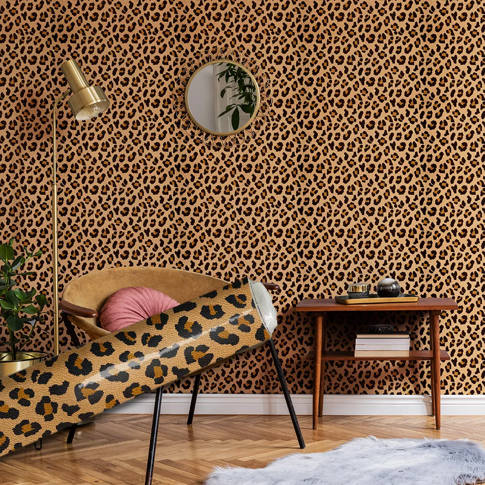 

Sexy Leopard Grain Leather Effect Wallpaper Self-adhesive Animal Faux Peel and Stick Wallpaper Room Decoration Accessories