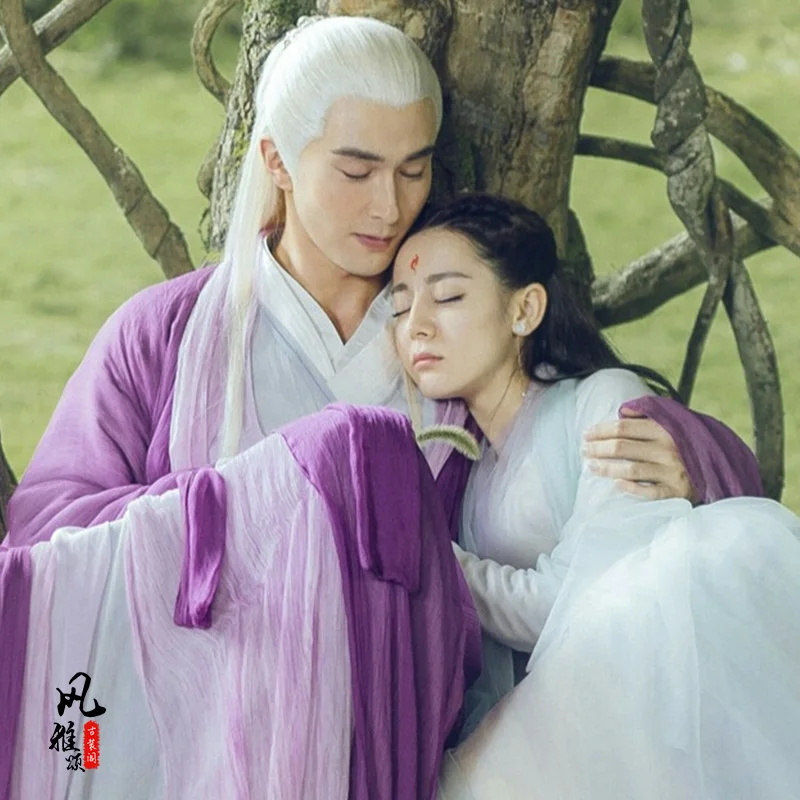 Ancient Chinese Wei Jin Dynasty Couple Lover Costume Sets for TV Play Eternal Love of Dream Emperor DongHua Fox Princess Fengjiu