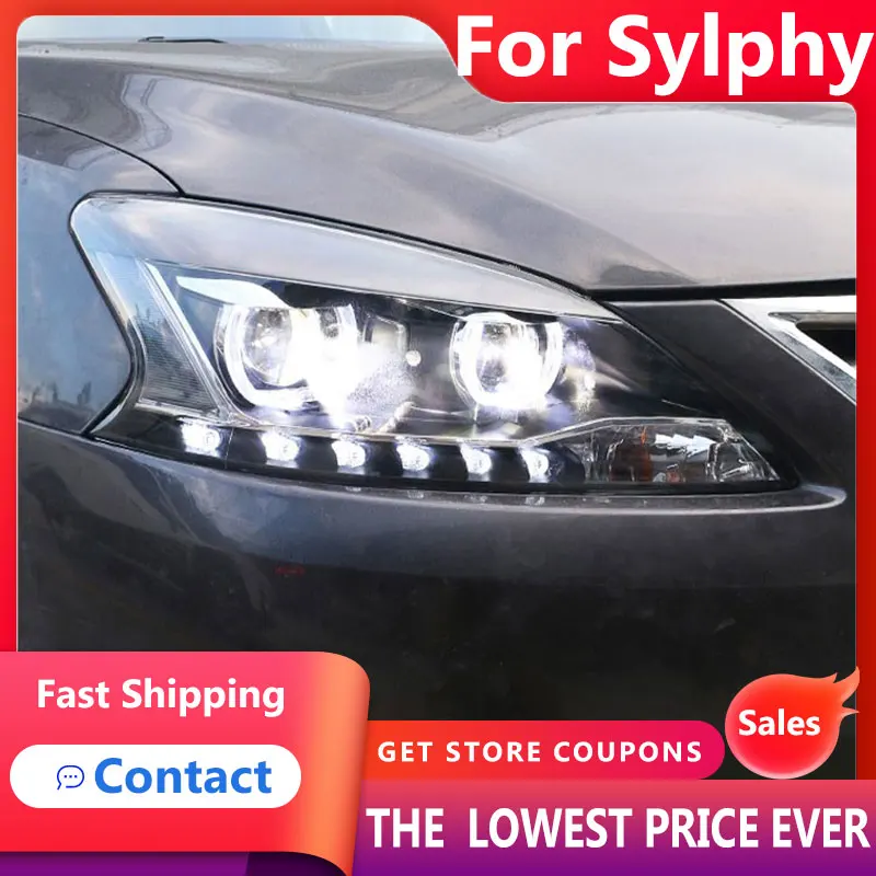 HANA for Nissan Sylphy Headlights 2012-2015 Sentra LED Headlight DRL Hid Option Head Lamp Angel Eye Beam Accessories