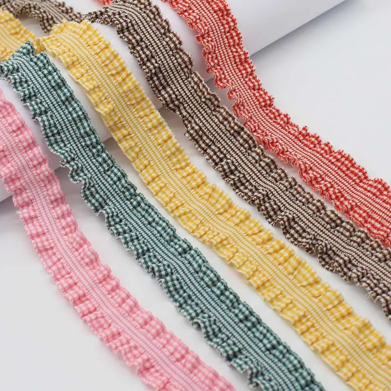 25Mm Raster Ruffling Stretch Tape Plaid Elastische Lint Rickrack Braid Band Kleding Shirt Naaien Kledingstuk Accessoires