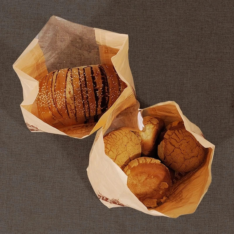 20Pcs Kraft Bag Window Baking Packaging Toast cookies Food Bread Paper Bag Printed Package Bakery Iron Tower Decor Souvenir Gift