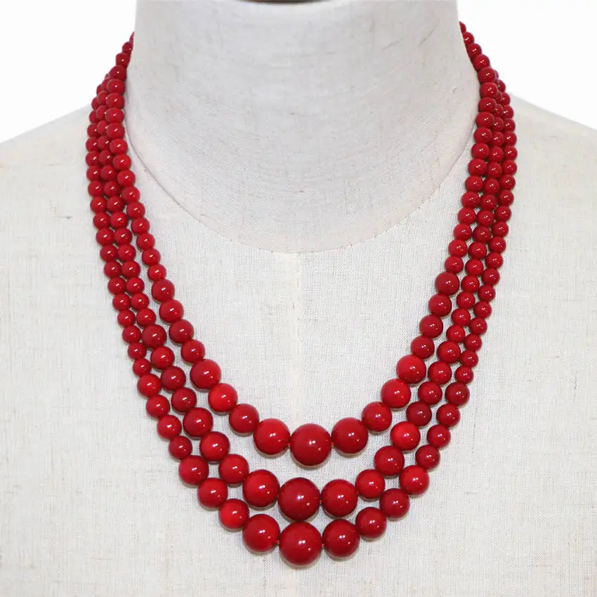 

Элегантное женское многослойное ожерелье-цепочка Ювелирные изделия Искусственные коралловые круглые бусины ожерелья ювелирные изделия массивные аксессуары B165