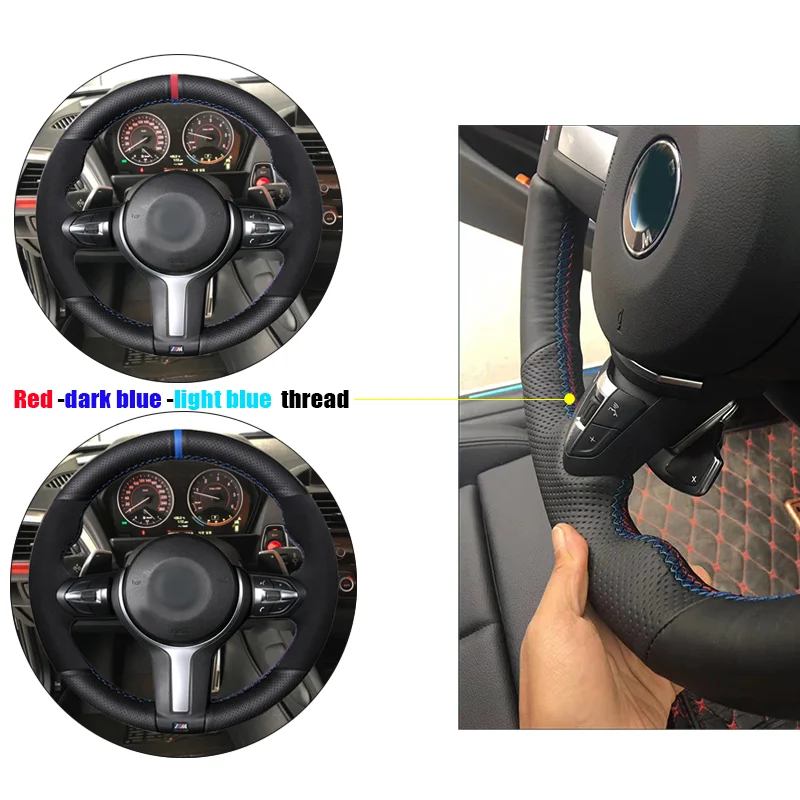 CARDAK Artificial Leather Suede Steering Wheel Cover for BMW F87 M2 F80 M3 F82 M4 M5 F12 F13 M6 F85 X5 M F86 X6 F33 F30 M Sport