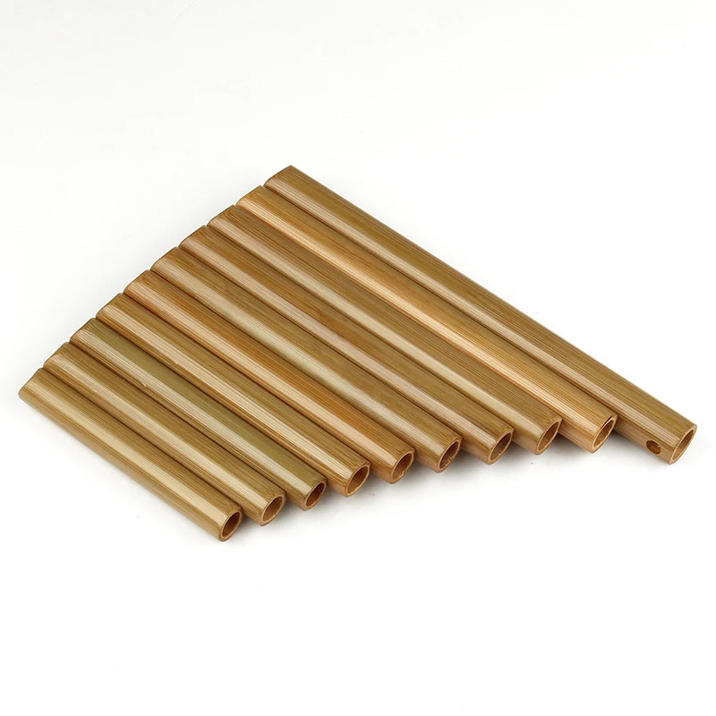 Natural Bamboo Wind Instrument Pan Flute C Key Flute Handmade Bamboo Folk Music Instrument 10 Pipes