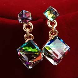 Pendientes de tuerca para mujer, aretes con piedras, cristal transparente, Color verde/gris/Multicolor, cubo CZ, regalo de joyería, precio al por mayor