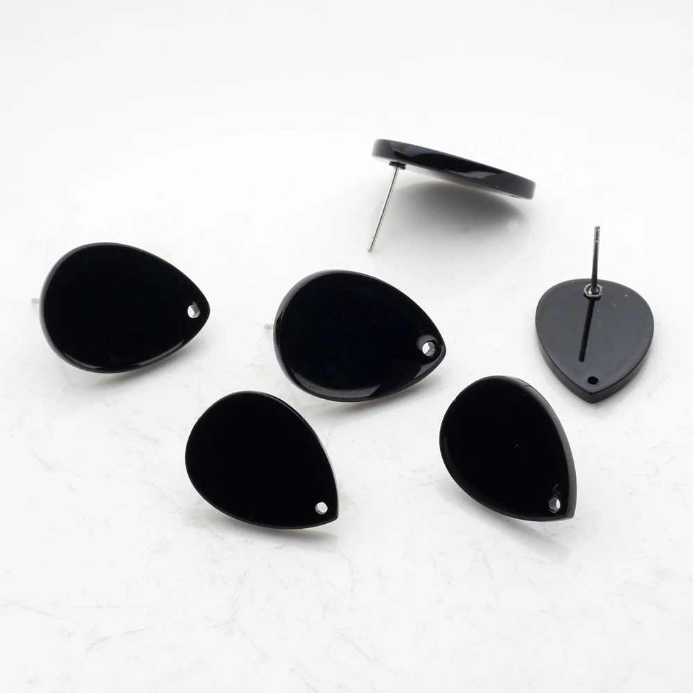 Black Acetate Resin Tear Water Drop Earrings Base Connectors 6pcs/lot 15*20mm For DIY Fashion Earrings Jewelry Accessories