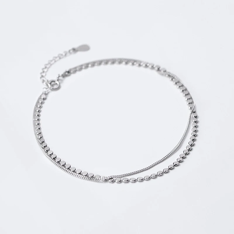MIQIAO Geometric Anklet Women 925 Sterling Silver Rose Gold Female Simple Fashion Chain For Ladies Sweet Aesthetic Jewelry Gift