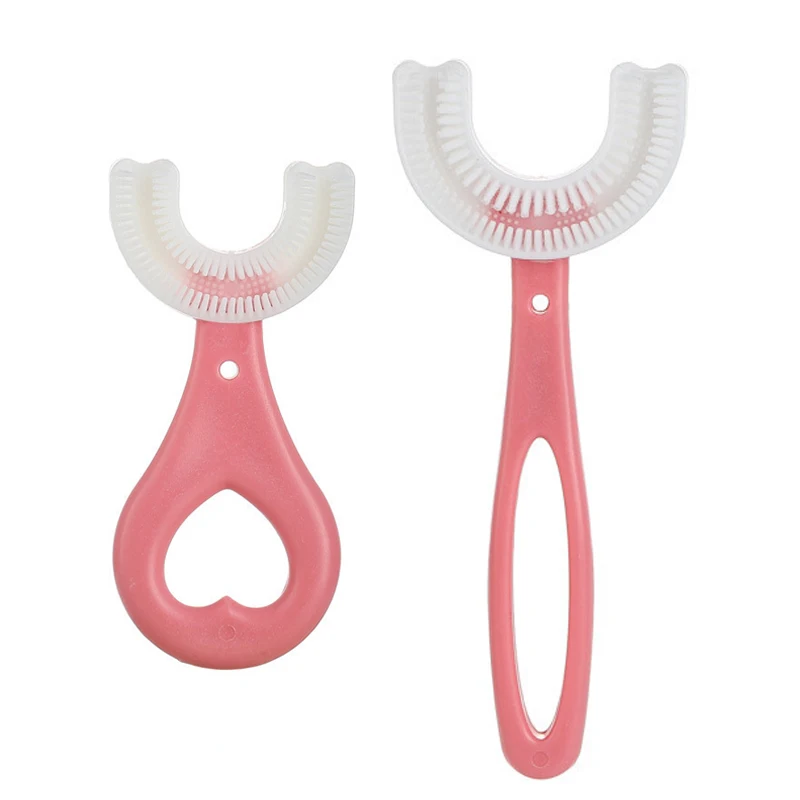 2pcs U-shaped Child Toothbrush With Handle Silicone Child Brush Teeth Oral Care Cleaning Brushes for Kids Ages 2-12 Baby Brush