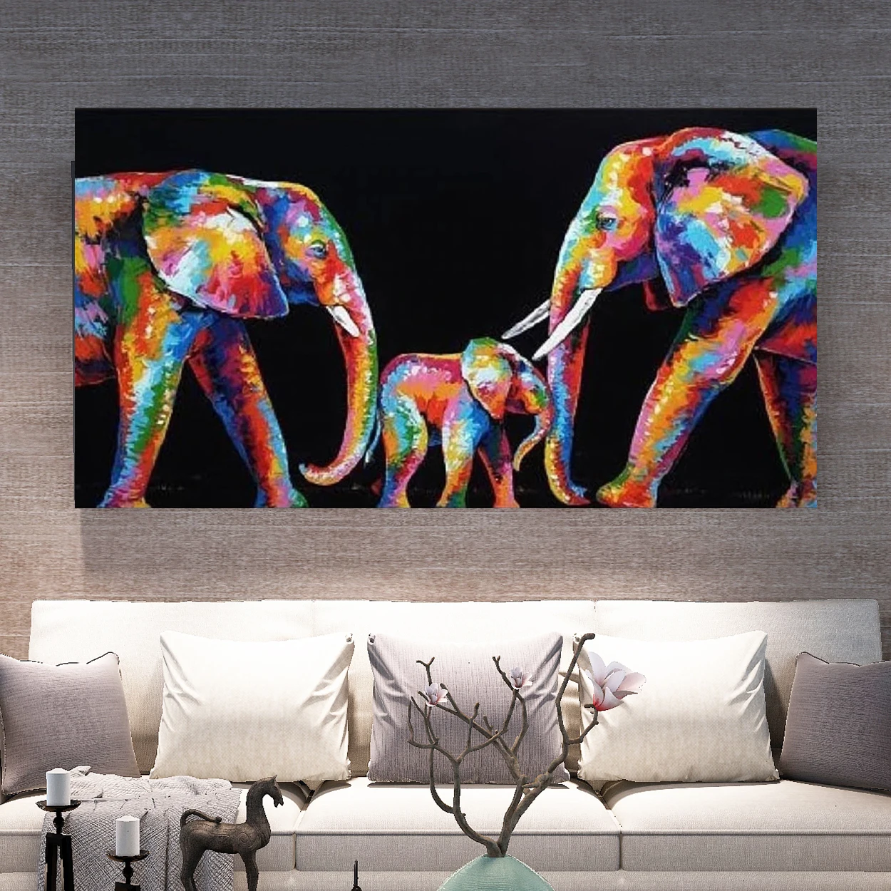 GATYZTORY Large Size 60x120cm Frame DIY Painting By Numbers Elephant Animals Acrylic Paint By Numbers For Living Room Decors