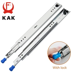 KAK Drawer Runners with Lock 10 to 50 inch Ball Bearing Three Fold Full Extension Heavy Duty Slide Rail Drawer Slides Hardware