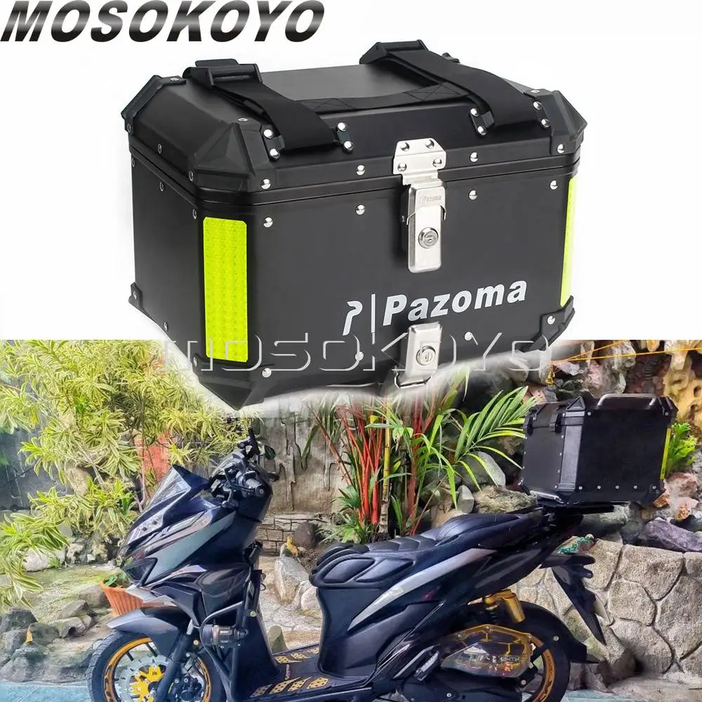 

Universal Motorcycle Toolbox Trunk Storage Tail Boxes Aluminum Waterproof Rear Luggage Pannier Cargo Top Box 42L Quick Release