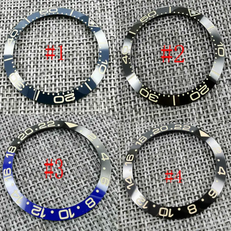 38 Mm Màu Đen Xanh Dương Gốm Ốp Viền Lắp Vàng Đánh Dấu Cho 40 Mm Submariner Mặt Kim