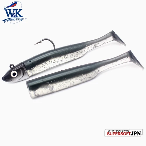 Imagen 1 del producto Juego de Señuelos de Pesca de agua salada, cebo suave de cola suave de 7,5 cm con cabeza de plantilla de 12g, 17g, 9,5 cm, cebo de pesca de lubina, Super Vinyl Perch